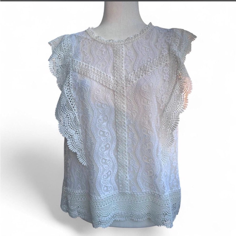 Adrianna Papell lace blouse size L